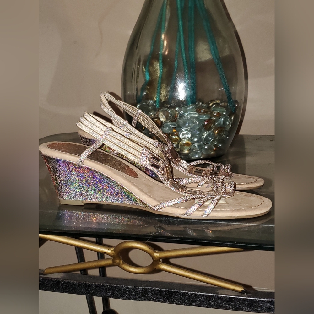 New York Transit Holographic Wedge Sandals